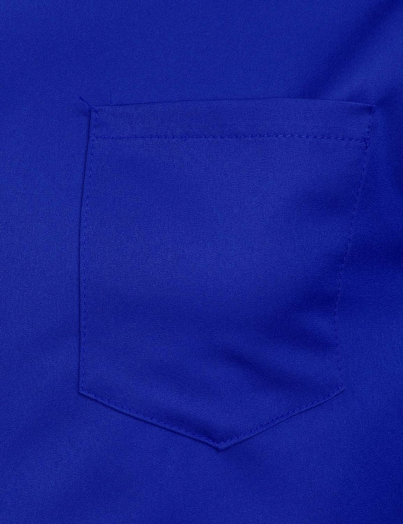 ZEROYAA Men's Banded Collar Slim Fit Long Sleeve Casual Dress Shirts with Pocket ZLCL09 Blue Small - Image 5
